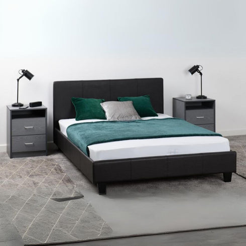 Prado 4FT6 Bed - Brown Faux Leather